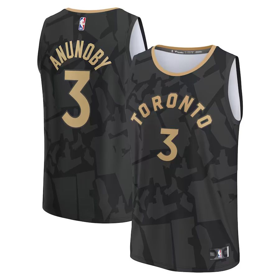 Men Toronto Raptors #3 OG Anunoby Fanatics Branded Black City Edition 2022-23 Fastbreak NBA Jersey->toronto raptors->NBA Jersey